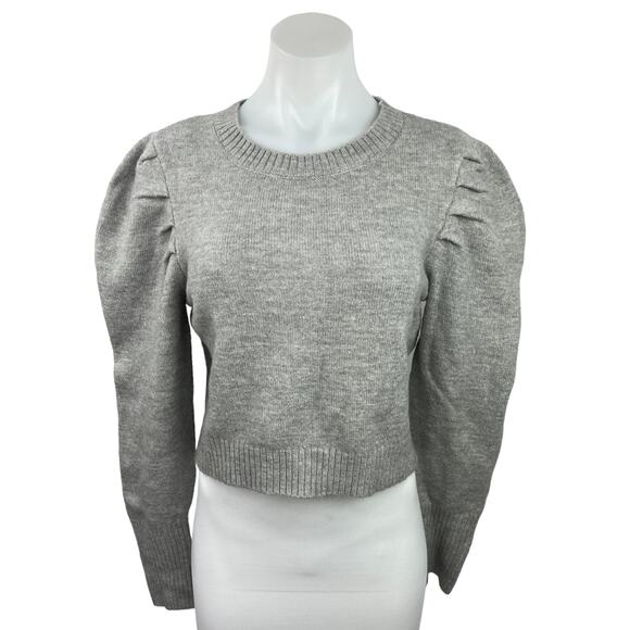 Wild Fable Women's Pullover Gray Round Neck Puff Long Sleeves Sweater Top Size M - Picture 1 of 4